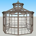 Octagonal Glass Architectural Structure Design With Geometric Frame And Transparent Panels 3d model