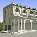 Classical European Architecture With Dome Arched Windows Columns And Plaza With People