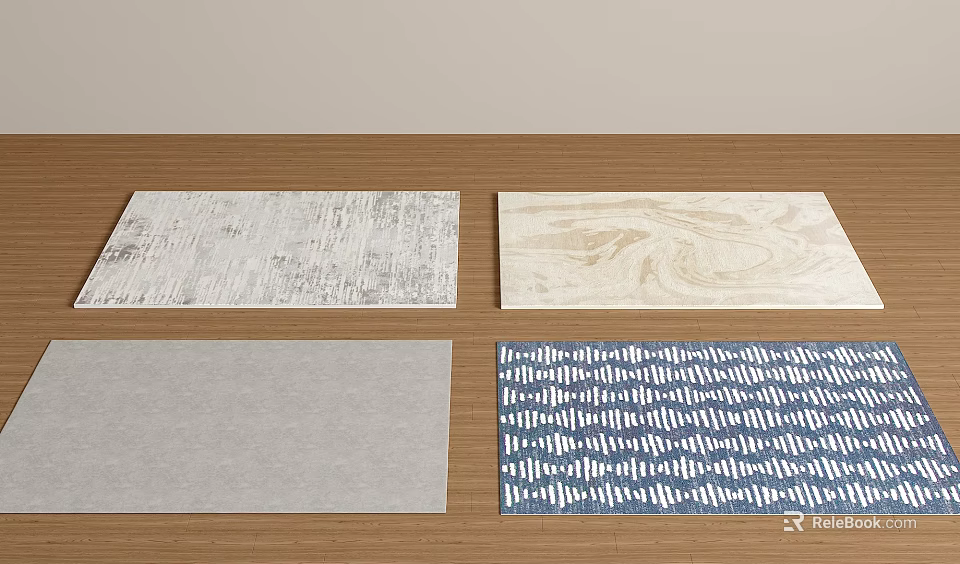 Modern Square Rugs with Various Patterns and Neutral Tones for Home Decor 3d model