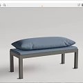 Modern Sofa Bench With Light And Blue Cushions And Dark Legs