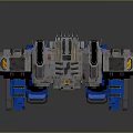 Game Movie Character Gray Upper Body Blue Legs Detailed Mech Robot With Armor Design
