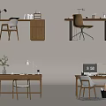 Quiet wind desk and chair 3d model
