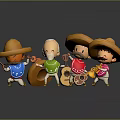 Cartoon Game Movie Band Characters Wearing Colorful Sombreros And Playing Instruments