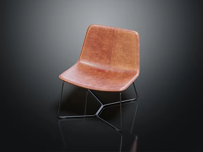Comfortable Brown Leather Leisure Chair With Modern Metal Frame And Stylish Design 3d model