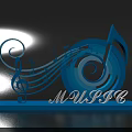 Blue Musical Decoration With Notes Treble Clef Spiral Design And Music Sign