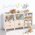 White Wooden Entryway Side Cabinet Storage Organizer With Kids Toys Books And Bins