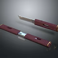 Tactical Weapon Knife With Dark Red Wooden Handle Metal Blade And Sheath