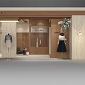 Modern Women's Clothing Store With Wooden Decor Mannequins Display Green Plants And Lighting