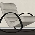 Modern Cream Upholstered Accent Chair With Black Curved Metal Frame