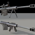 Two Modern Tactical Rifles with Scope Magazine and Durable Metal Structure