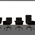 Stylish Modern Office Chairs With Leather Upholstery Wooden Arms And Rolling Wheels