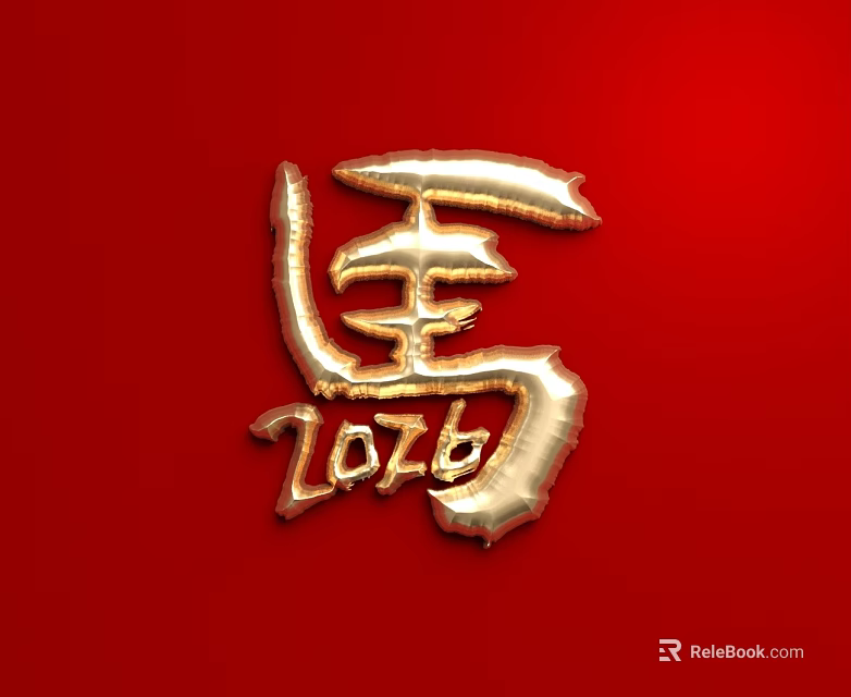 2026 Gold Horse Themed Sofa Coffee Table Set With Red Background 3d model 