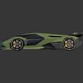 Green Supercar With Streamlined Design Large Wheels And Modern Futuristic Shiny Body