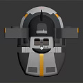 Futuristic Spaceship 3D Model with Silver Body Yellow Stripes Blue Lights and Open Cockpit Design