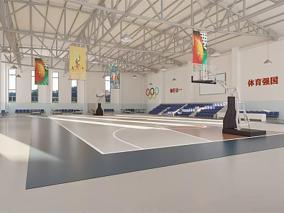 Modern Basketball Gymnasium Indoor Basketball Gymnasium 3d model