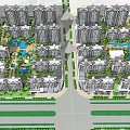 Large Residential Complex With High Rise Apartment Buildings Green Spaces And Water Feature