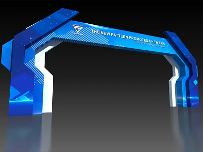 Modern Blue Archway Design With Geometric Patterns Illuminated Details For The Newpattern Project Center 3d model