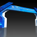 Modern Blue Archway Design With Geometric Patterns Illuminated Details For The Newpattern Project Center