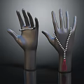 Pearl Jewelry Display On Black Hand Models With Bracelet And Red Tassel Necklace