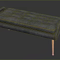 Blue Tufted Upholstered Bench With Gold Metal Legs And Modern Style