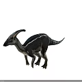 Realistic Dinosaur Character Creature With Unique Head Crest And Black White Stripes