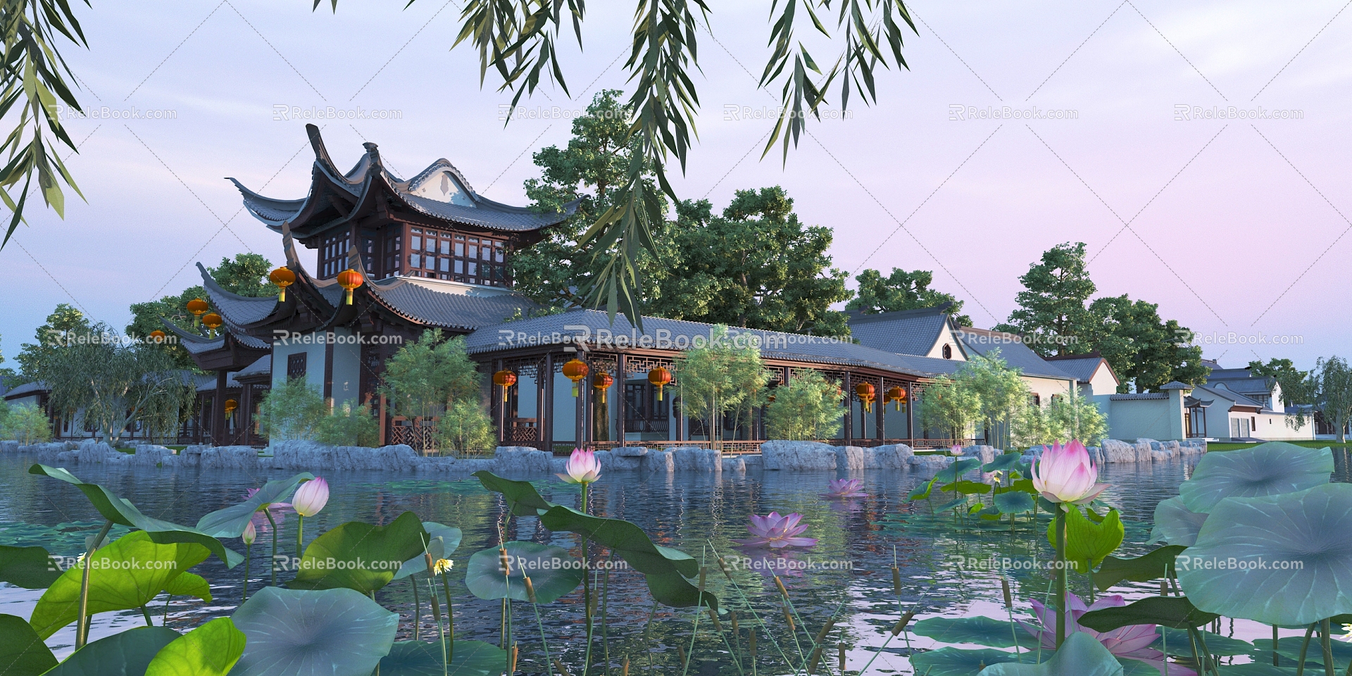 chinese garden landscape 3d model