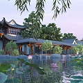 chinese garden landscape 3d model