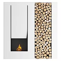 Modern Fireplace Design With Burning Flame And Stacked Wood Logs 3d model
