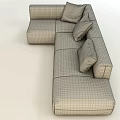 Modern Leather Sectional Sofa With Spacious Seats And Decorative Cushions 3d model