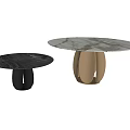 Elegant Modern Dining Table With Marble Top And Metal Pedestal Base 3d model