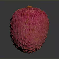 Single Shiny Pink Lychee Fruit With Bumpy Texture On Dark Background 3d model