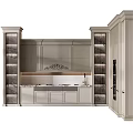 Elegant Modern Kitchen Interior With Light Gray Cabinets And Marble Island Countertop