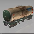 Rusty Railroad Tank Car With 101 Franco International Cylindrical Tank And Green Wheels