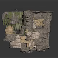 Natural Rocky Landscape Structure With Mossy Greenery And Cave Like Recess