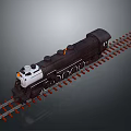 Vintage Black Model Train with White Front on Railroad Tracks and Classic Design