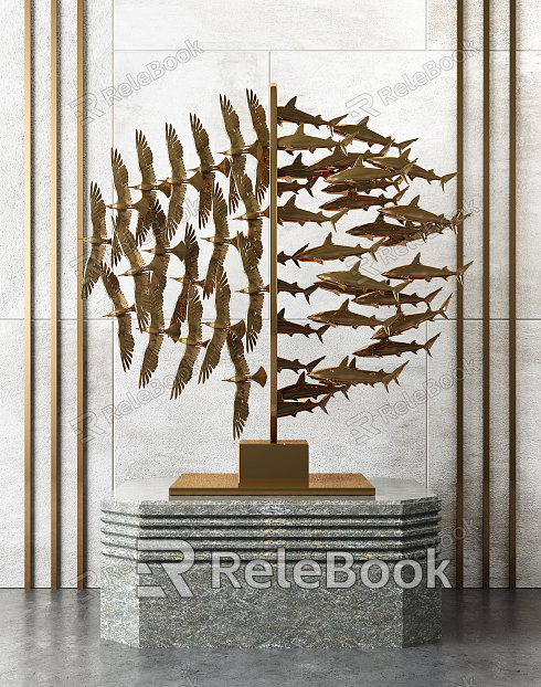 Modern ornaments fish bird metal furnishings model