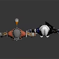 Tattooed Muscular Warrior And Armored Sci Fi Character With Silver Headgear
