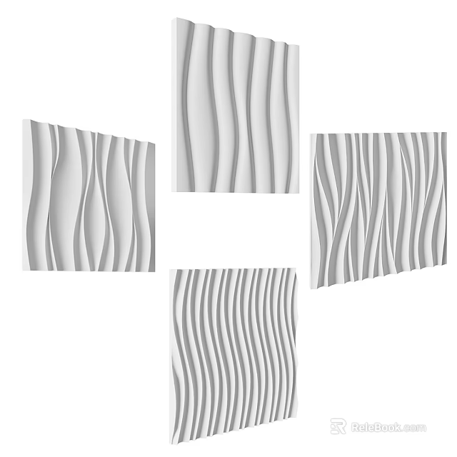 Modern Textured Wall Panels With Decorative Wavy And Striped Designs 3d model 