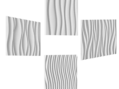 Modern Textured Wall Panels With Decorative Wavy And Striped Designs 3d model