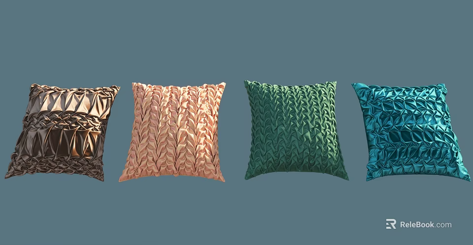 Various Color Textured Decorative Pillows With Patterned Designs 3d model