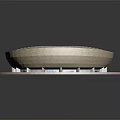 Modern Circular Stadium Architectural Model With White Lattice Roof And Green Field