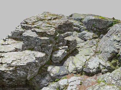 Natural Stone Formations with Wooden Accents in Outdoor Landscape Design Project 3d model