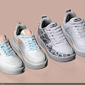 Stylish White Sneakers With Colorful Accents And Unique Pattern Designs For Casual Daily Wear
