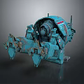 Teal Rusty Sci Fi Mechanical Creature With Mechanical Claws And Detailed Structure 3d model