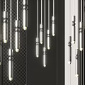 Modern Silver Pendant Lights in Elegant Vertical Arrangement with Stripe Background
