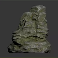 Rustic Stacked Stone Formation With Natural Rough Texture And Mossy Patches For Decorative Use