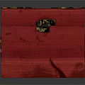 Red Wooden Decorative Box With Metal Corners Lock And Carved Design