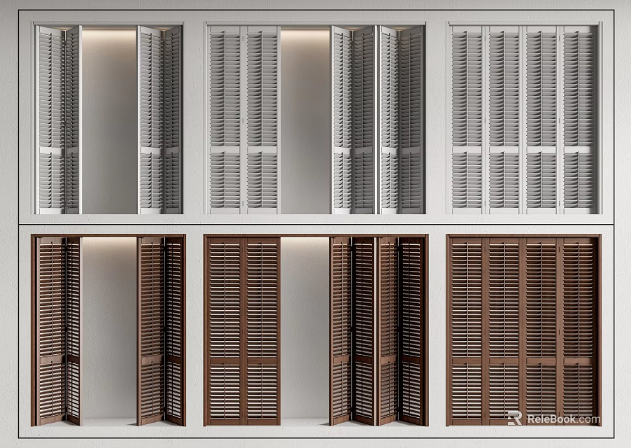 Variety Of Folding Doors With Different Designs 3d model 