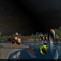 Magical Sunset Playground With Santa Penguin Decorations Pool Castle And Trees