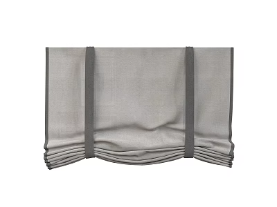 Gray Roman Curtain With Pleated Design And Dark Tiebacks Linen Texture 3d model